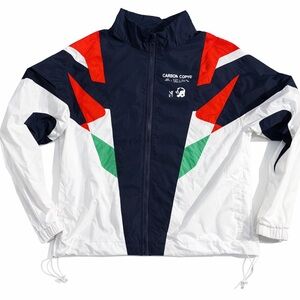 Carbon Copy Colorblock Windbreaker Jacket Mens Medium Retro Streetwear Zip-Up